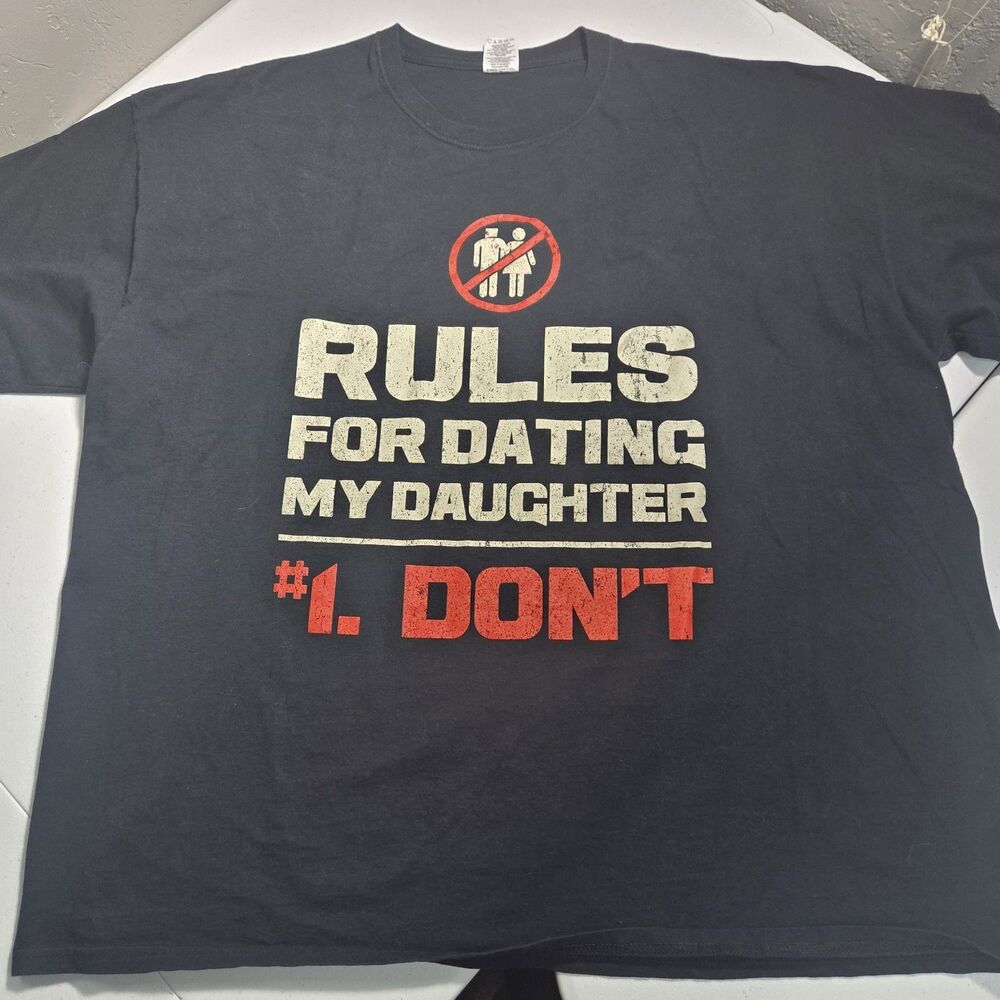 Rules For Dating My Daughter T-Shirt Mens 3XL Black Dad Humor Novelty Graphic